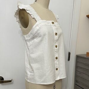 J. Crew Ivory Ruffle Strap Button-Front Blouse